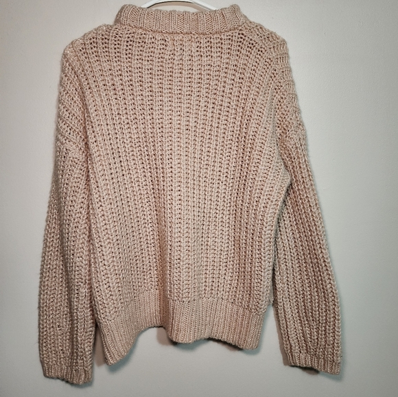 Chunky Knit Sweater Mock Neck Pullover‎ Long Sleeve Blush Pink XS - Picture 5 of 5